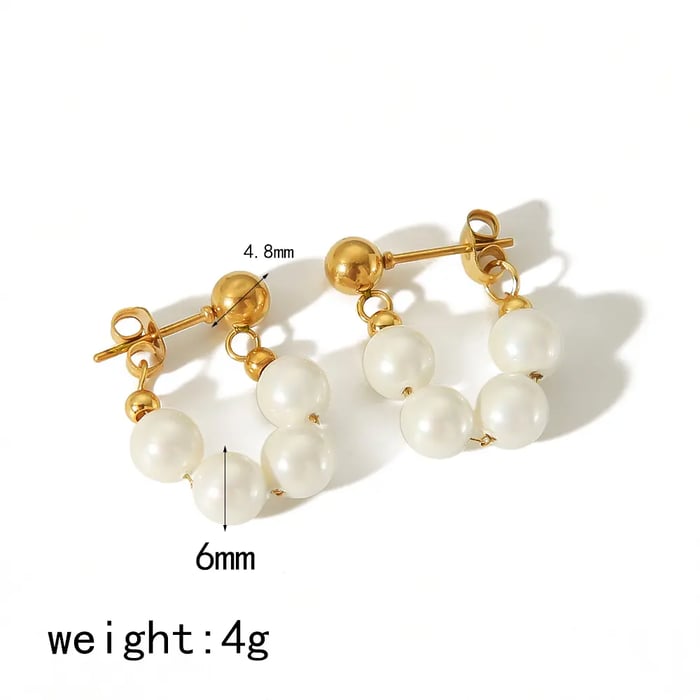 1 Pair Simple Sweet Style Bead Shape Inlay Artificial Pearl Stainless Steel  Gold Color Women's Stud Earrings Picture3